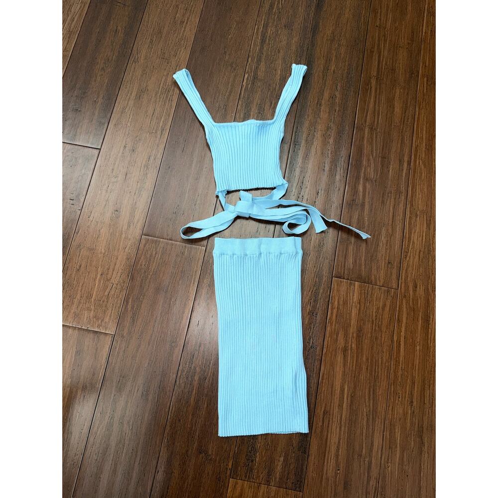 two-piece ribbed knit set boutique contemporary brand Blue Blush Small